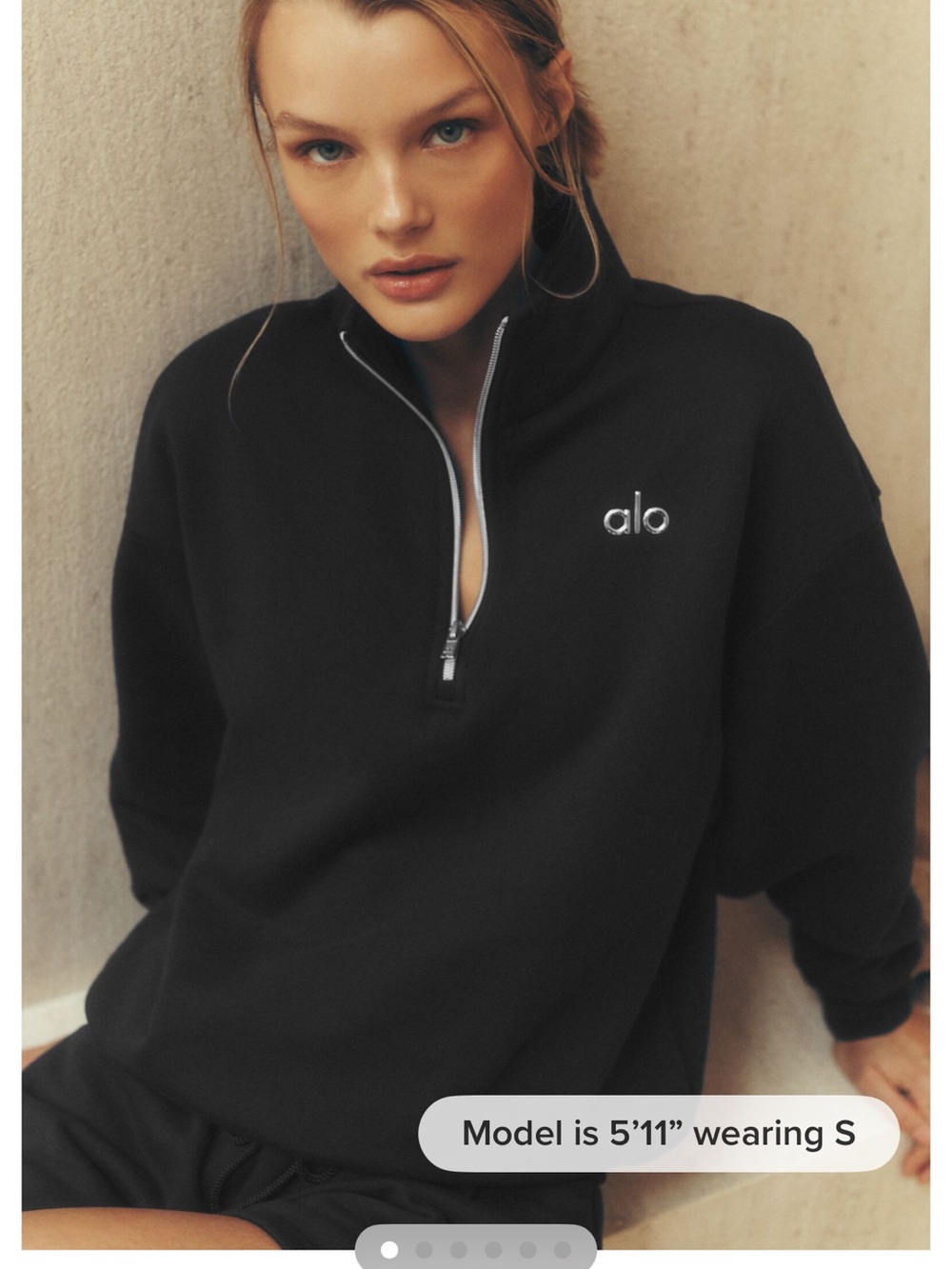 New Alo Accolade 1/4 Zip Pullover - Black